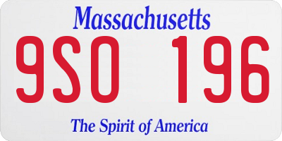 MA license plate 9SO196