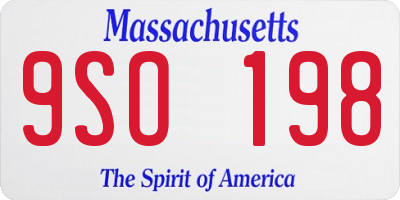 MA license plate 9SO198