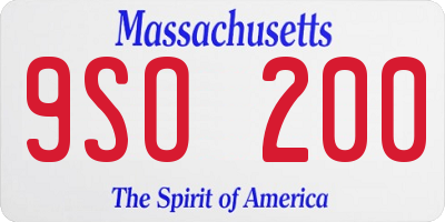 MA license plate 9SO200
