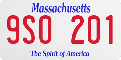 MA license plate 9SO201
