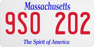 MA license plate 9SO202