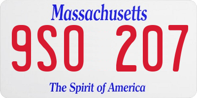 MA license plate 9SO207