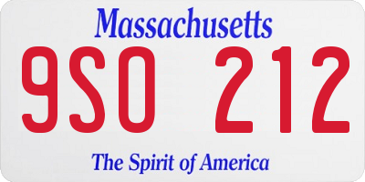 MA license plate 9SO212