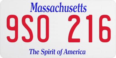 MA license plate 9SO216
