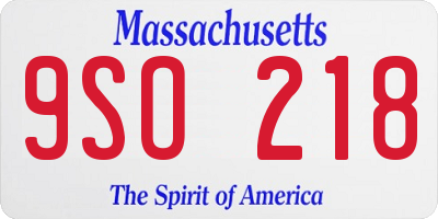 MA license plate 9SO218
