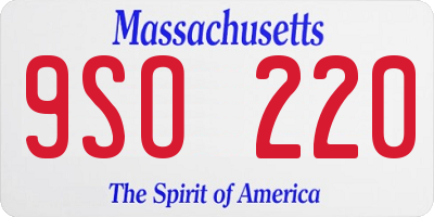 MA license plate 9SO220