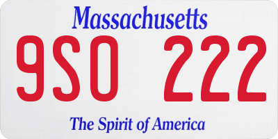 MA license plate 9SO222