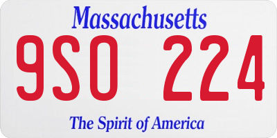 MA license plate 9SO224