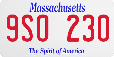 MA license plate 9SO230