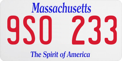 MA license plate 9SO233