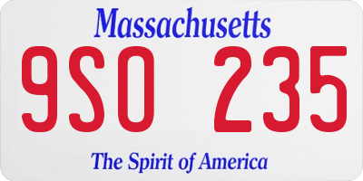 MA license plate 9SO235