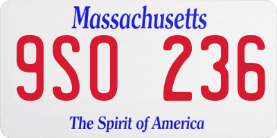 MA license plate 9SO236