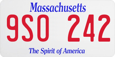 MA license plate 9SO242