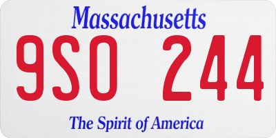 MA license plate 9SO244