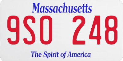 MA license plate 9SO248