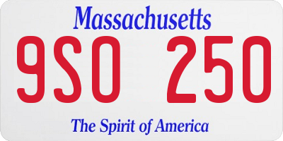 MA license plate 9SO250