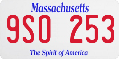 MA license plate 9SO253