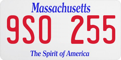MA license plate 9SO255