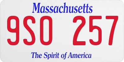 MA license plate 9SO257