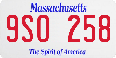 MA license plate 9SO258