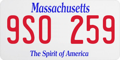 MA license plate 9SO259