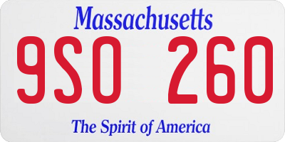 MA license plate 9SO260