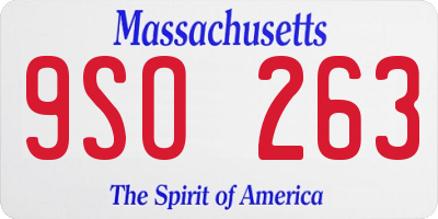 MA license plate 9SO263