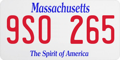 MA license plate 9SO265