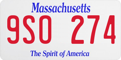 MA license plate 9SO274