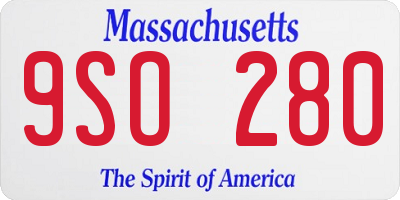 MA license plate 9SO280