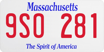 MA license plate 9SO281