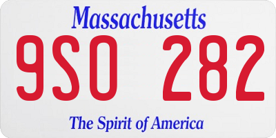 MA license plate 9SO282