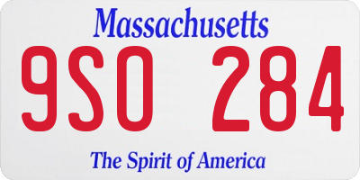 MA license plate 9SO284