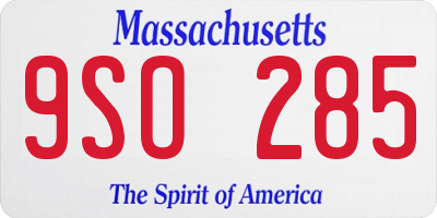 MA license plate 9SO285