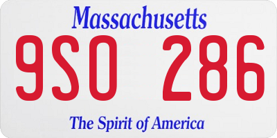 MA license plate 9SO286