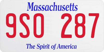 MA license plate 9SO287
