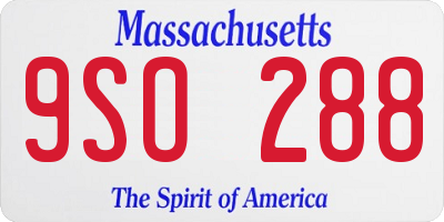 MA license plate 9SO288