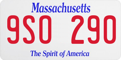 MA license plate 9SO290
