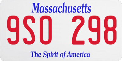 MA license plate 9SO298