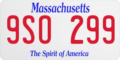 MA license plate 9SO299