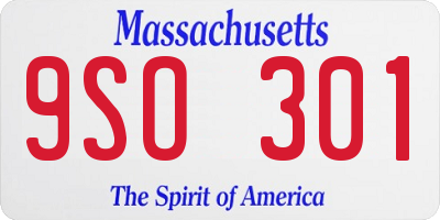MA license plate 9SO301