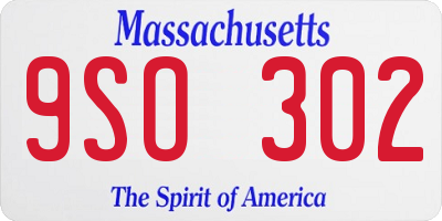 MA license plate 9SO302