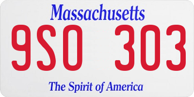 MA license plate 9SO303