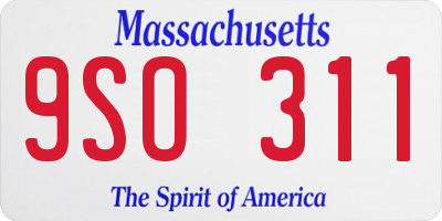 MA license plate 9SO311
