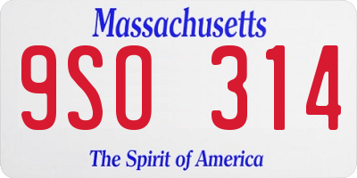 MA license plate 9SO314