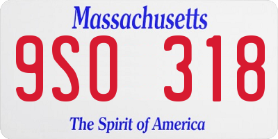 MA license plate 9SO318