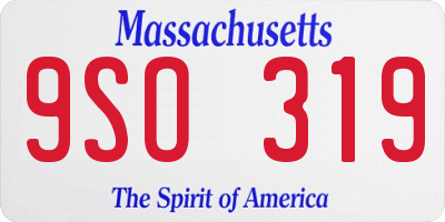 MA license plate 9SO319