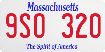 MA license plate 9SO320