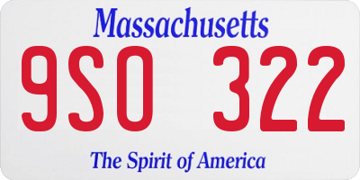 MA license plate 9SO322