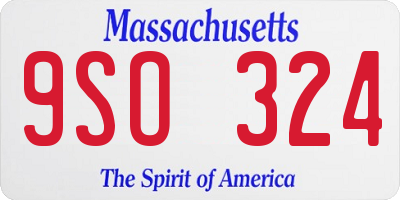 MA license plate 9SO324